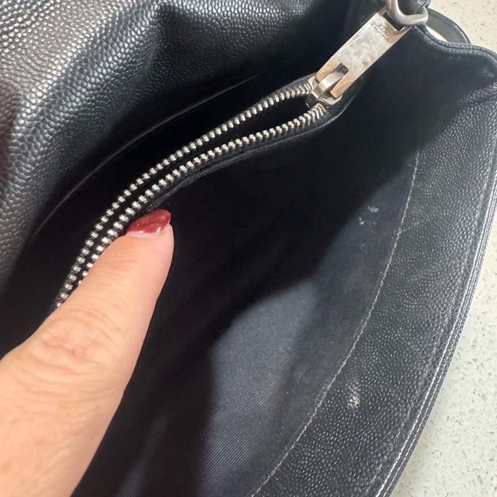 Saint Laurent YSL West Hollywood Bag – Black Pebbled Leather – Authentic - Picture 9 of 12